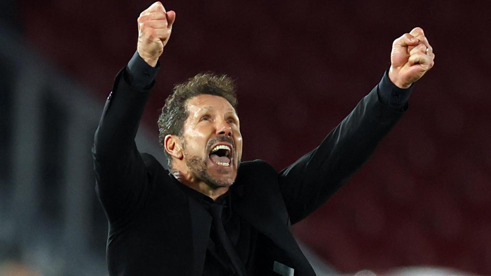 Simeone celebra el pase a la final del Atlético de Madrid.