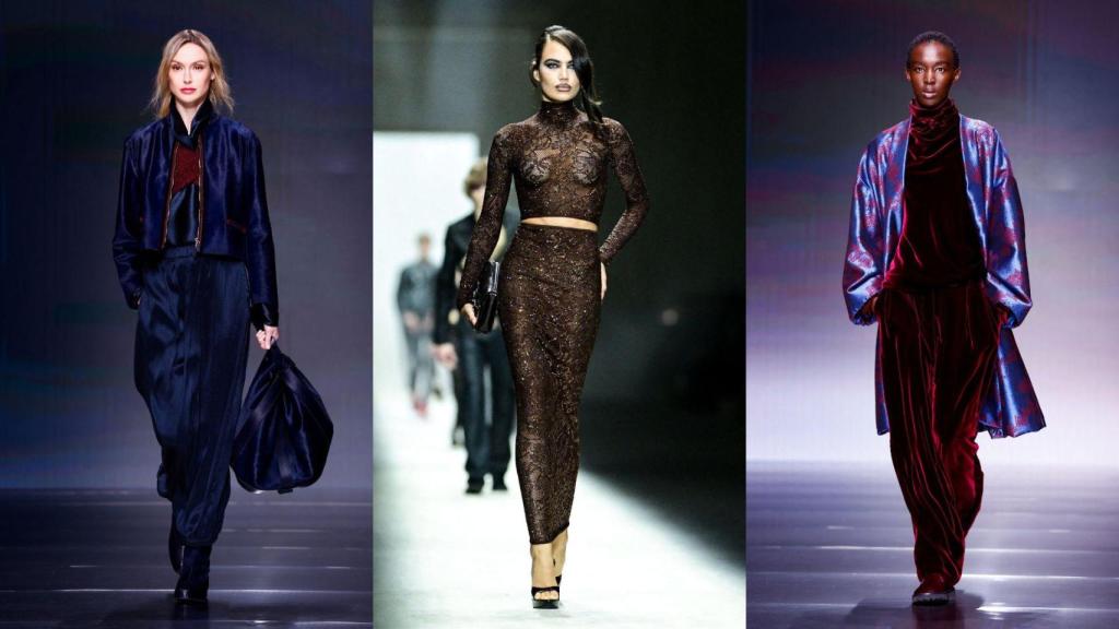 Glamour en las 'maisons' de Giorgio Armani y Gucci.