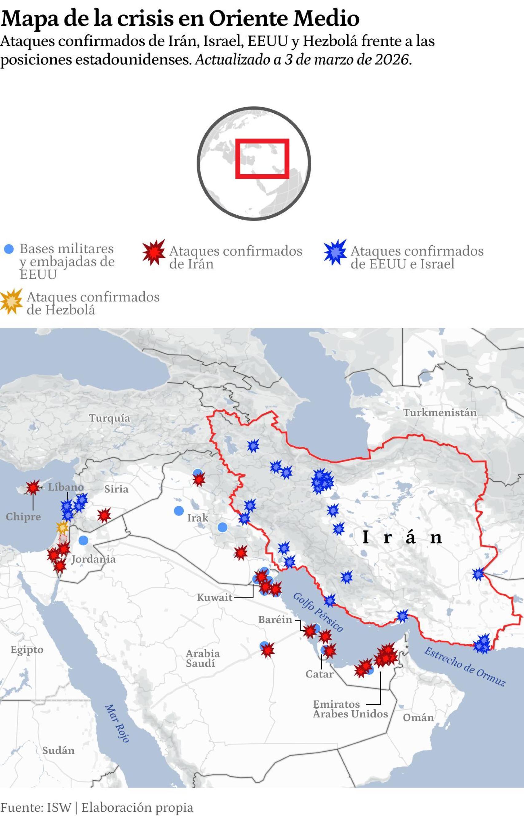 Mapa de la crisis en Oriente Medio