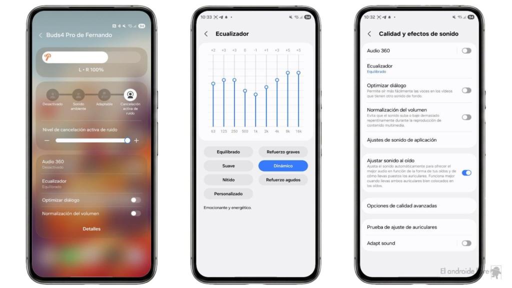 Interfaz de los ajustes de los Galaxy Buds 4 Pro