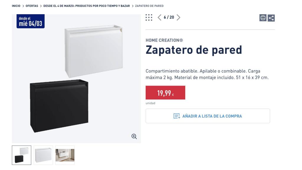 Zapatero de pared.