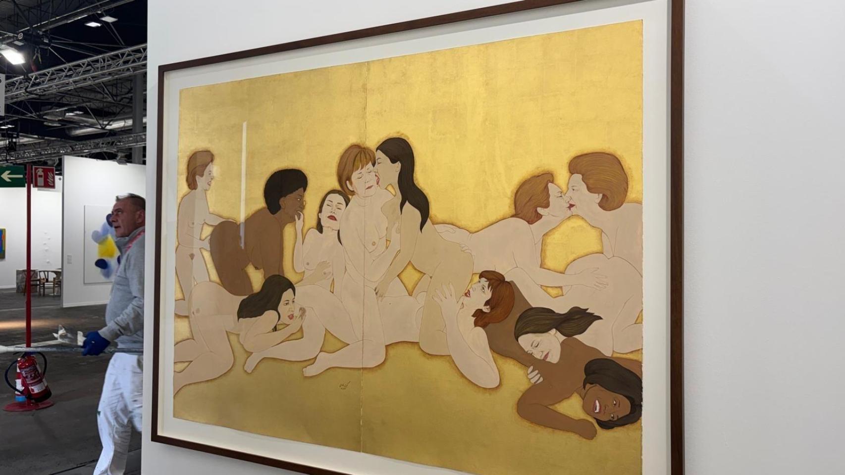 La obra 'Pan, trabajo, libertad', de la artista afgana Kubra Khademi, en la galería Eric Mouchet.