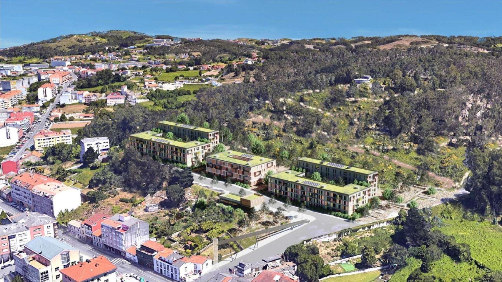 Recreación de la urbanización de A Baiuca-A Penouqueira, en Arteixo.