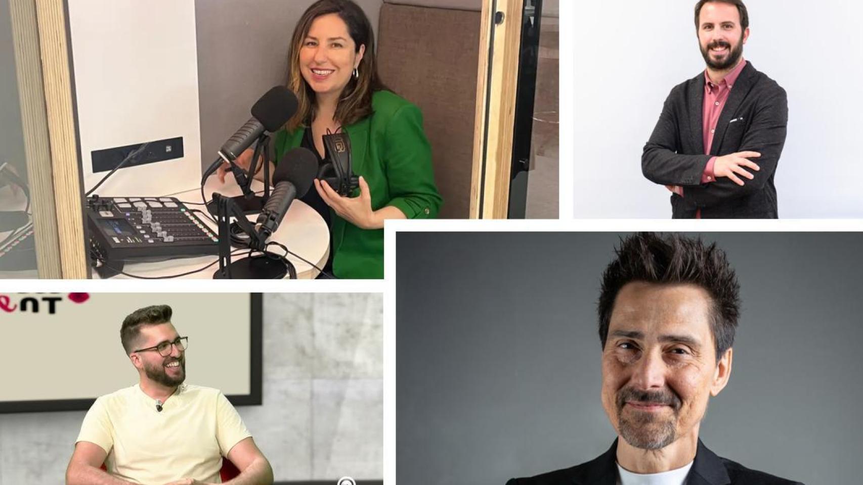 Los profesores del curso de comunicación, de izquierda a derecha y de arriba a abajo: Puri Beltrán, Alberto Iglesias, Cele Díaz y Jesús Alcoba.
