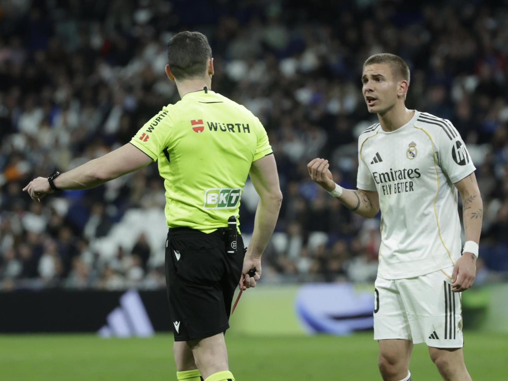 Mastantuono, tras ser expulsado contra el Getafe.