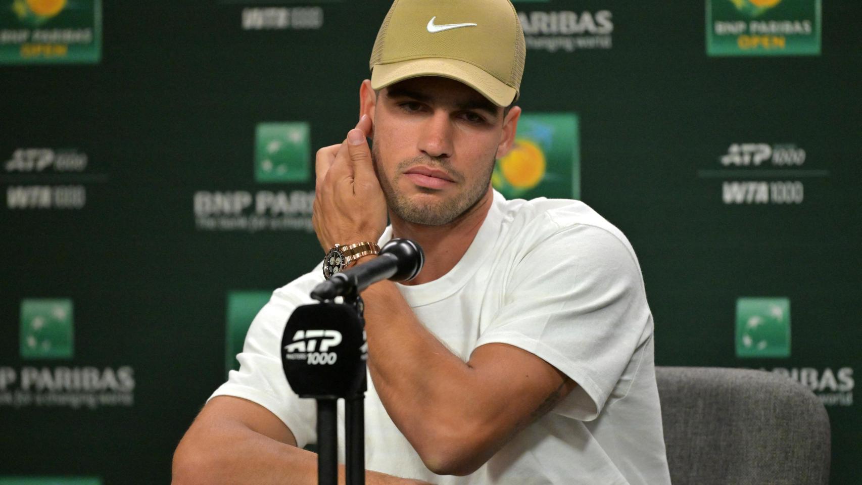 Carlos Alcaraz, durante la rueda de prensa de Indian Wells.