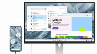 Un Pixel conectado a un monitor externo con el nuevo modo de escritorio