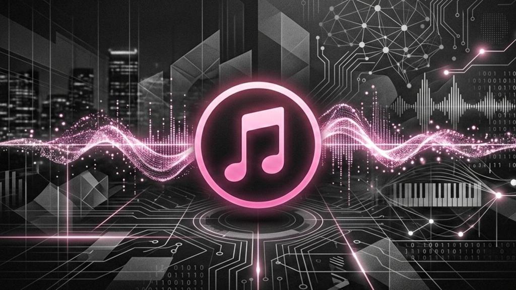 Fotomontaje con el logo de Apple Music.