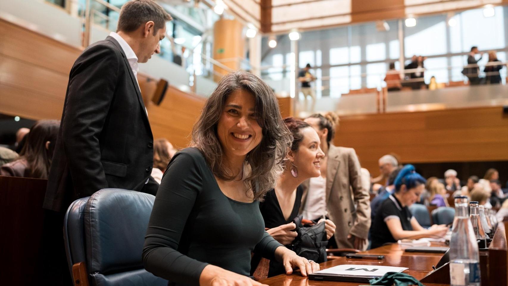 La portavoz de Más Madrid en la Asamblea de Madrid, Manuela Bergerot, durante un pleno en la Asamblea de Madrid, a 5 de marzo de 2026.