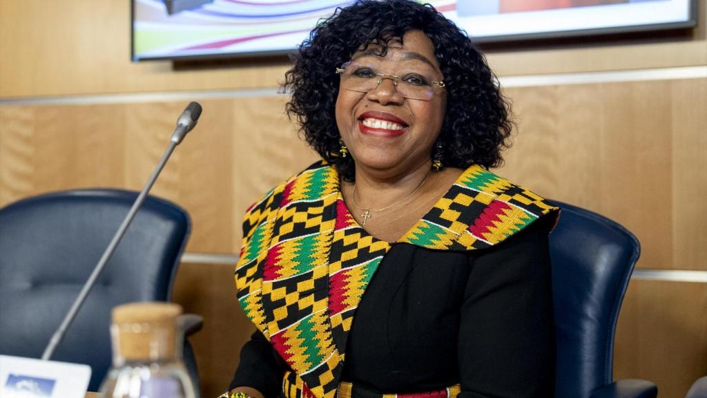 Euphrasie Kouassi Yao, durante la entrega del Premio Harambee 2026 a la promoción e igualdad de la mujer africana, a 3 de marzo de 2026, en Madrid (España).