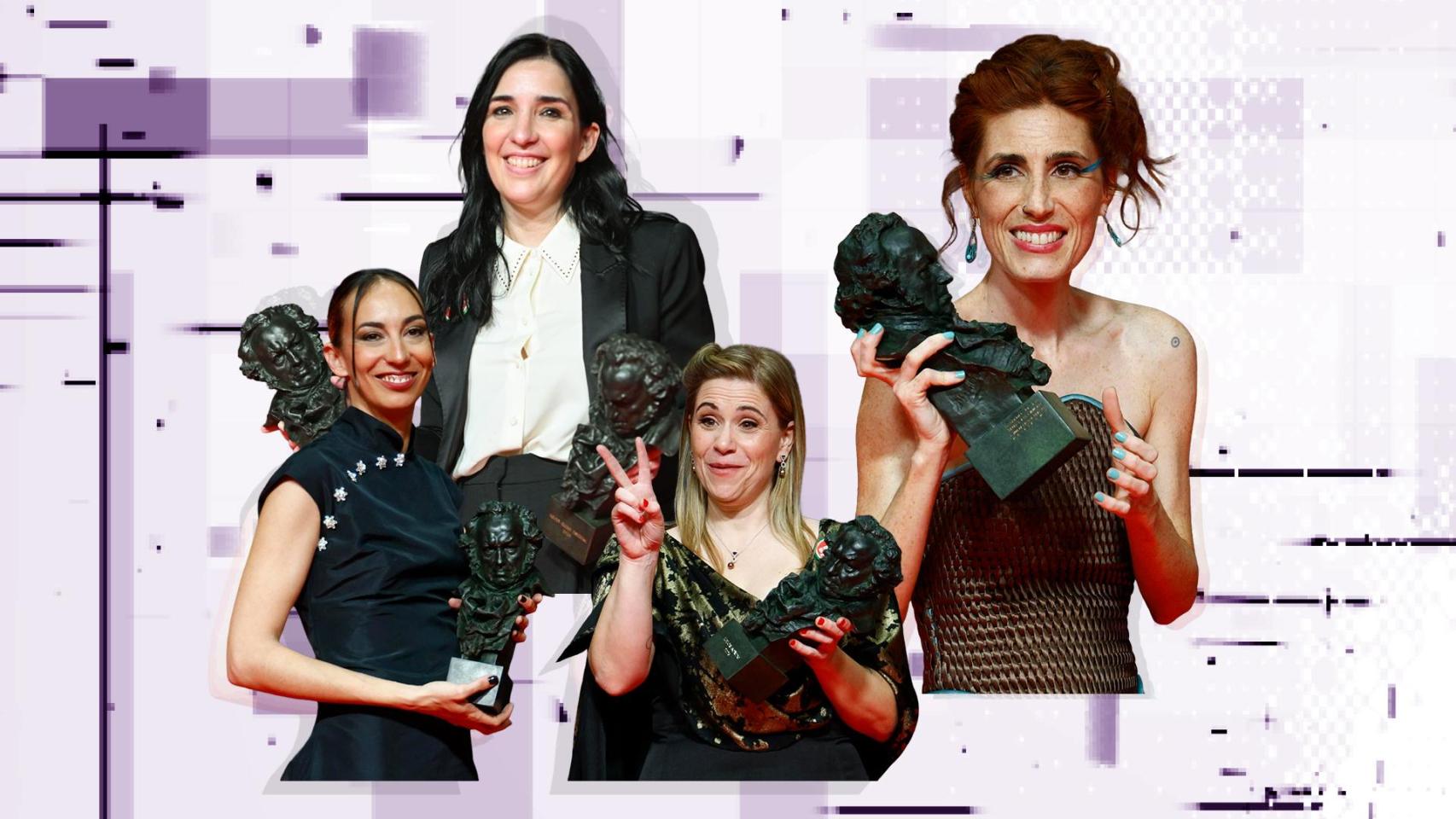 Alauda Ruiz de Azúa, Miriam Garlo y Laia Casanovas y Yasmina Praderas, sonidistas de 'Sirat'. Diseño: Rubén Vique.