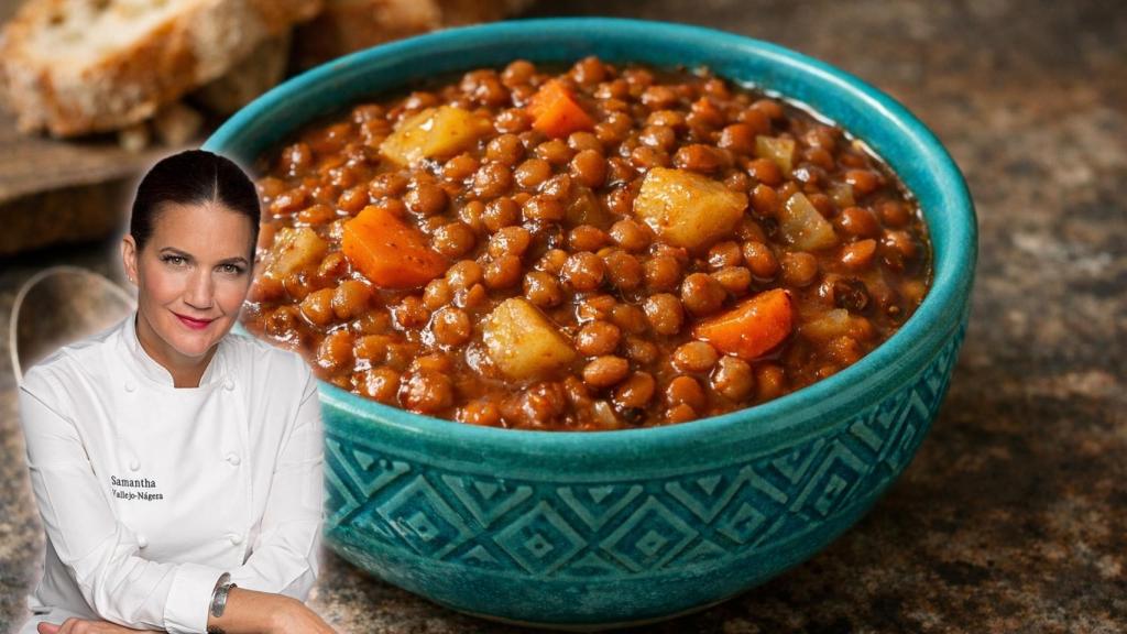 Samanta Vallejo-Nágera, chef, en un montaje de El Español