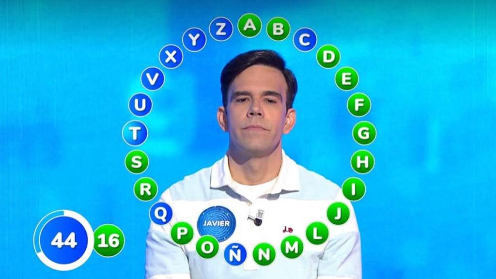 Javier Alonso en uno de los roscos de 'Pasapalabra'.