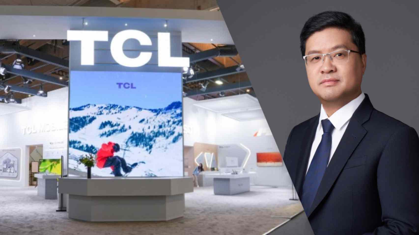 Fotomontaje del stand de TCL en el MWC y Daniel Sun, director de Tecnología de TCL.
