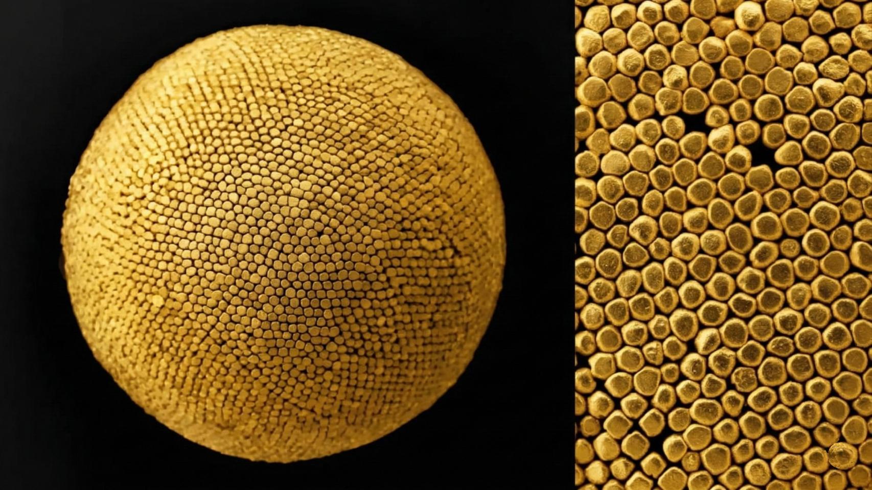 Ampliación de las nanoesferas de oro desarrolladas por investigadores surcoreanos.