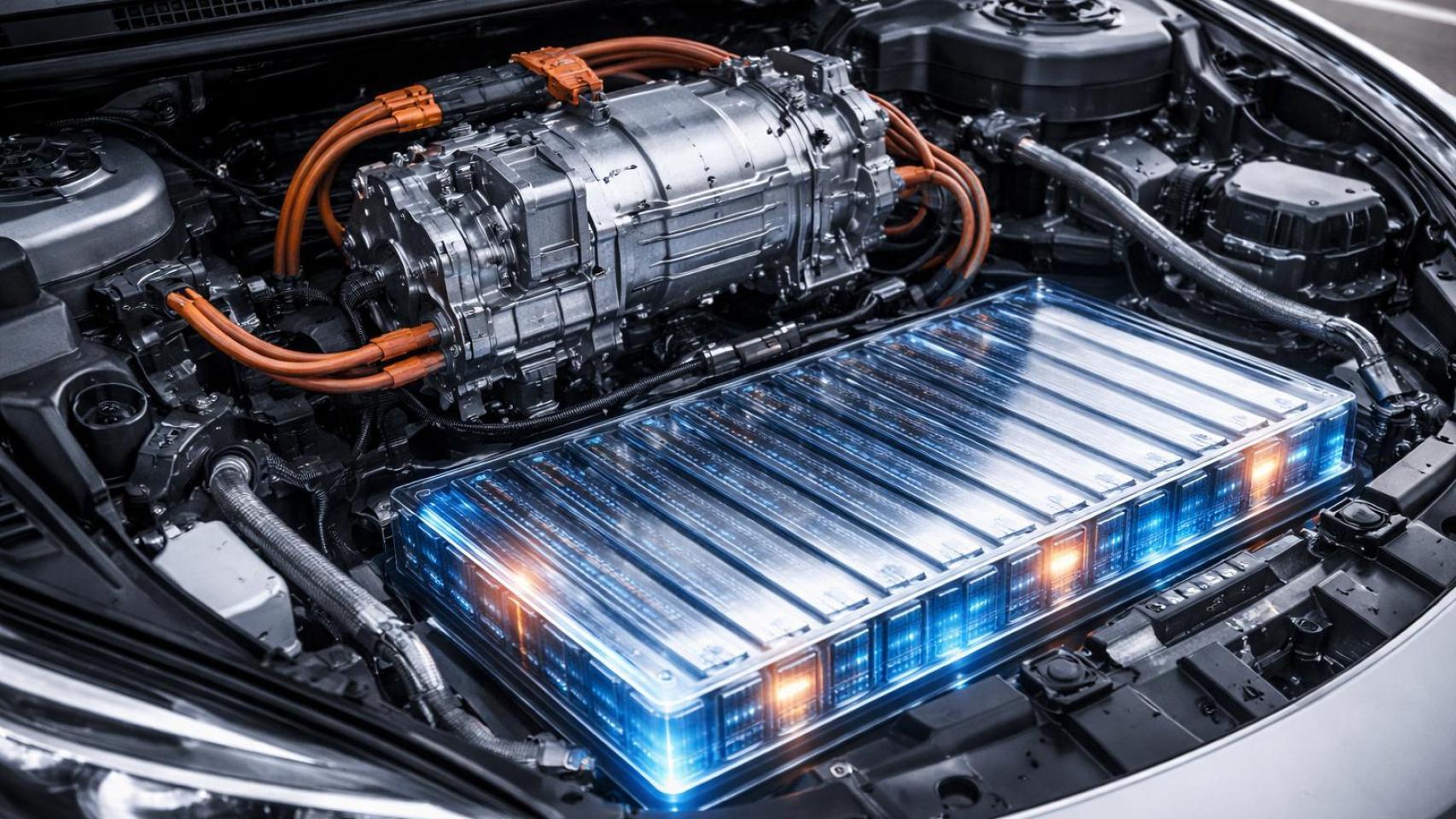 Recreación de un motor de un coche eléctrico generada con inteligencia artifical.