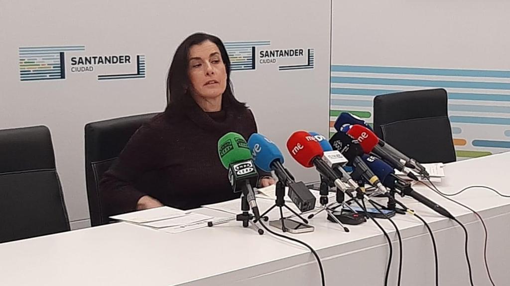 La alcaldesa de Santander, Gema Igual, en la rueda de prensa sobre el accidente de El Bocal.
