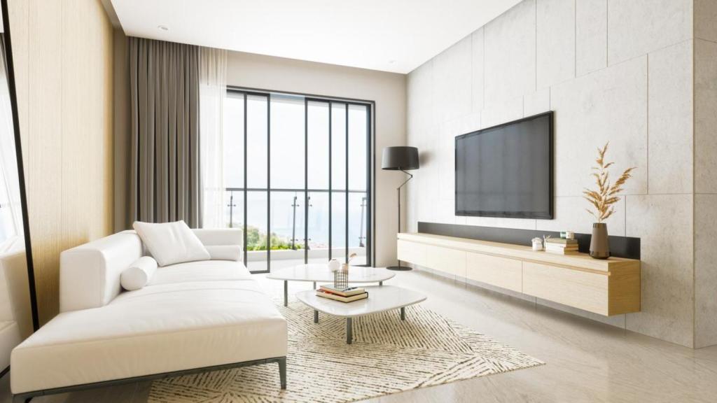 Sala de estar moderna y minimalista.