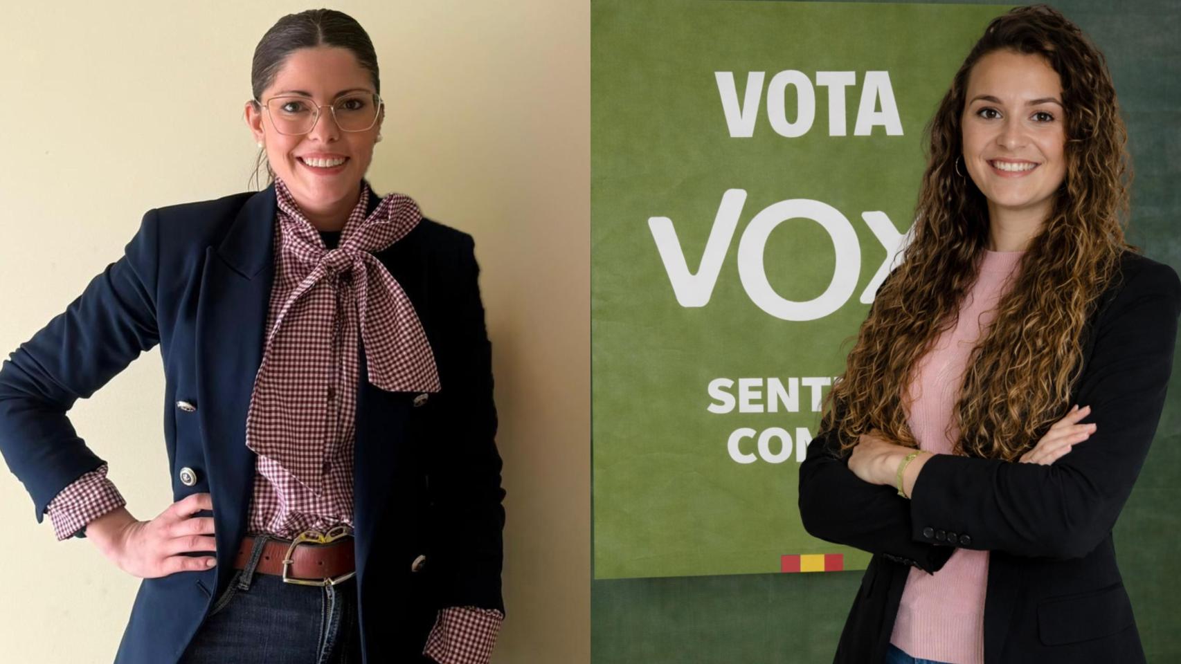 Atenea Santana (i.), suplente en la candidatura por Valladolid y concejal en Medina del Campo y Claudia Triñaque (d), número tres en la lista de Vox por Segovia.