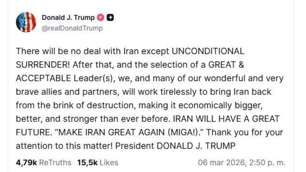 Donald Trump's message on his social network