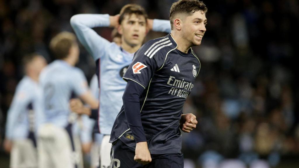 Valverde celebra el gol de la victoria ante el Celta.
