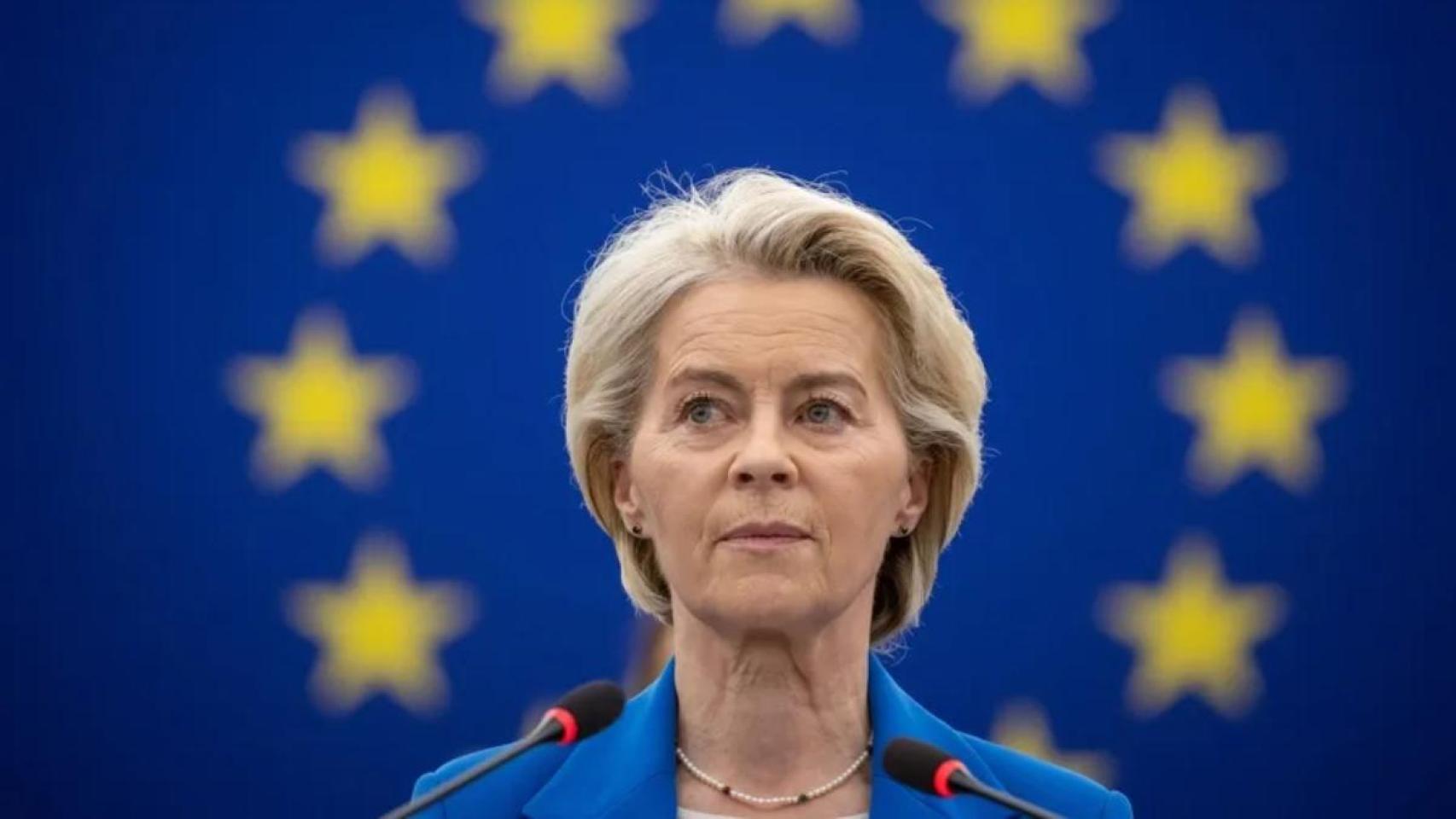 La presidenta de la Comisión Europea, Ursula von der Leyen, en el Parlamento Europeo en Estrasburgo, Francia.
