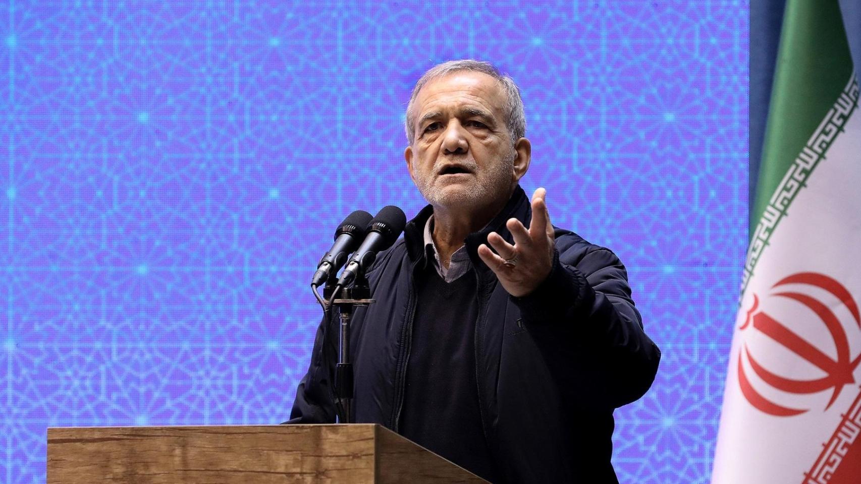 El presidente de Irán, Masud Pezeshkian, durante un acto celebrado el 6 de enero de 2026 en la capital, Teherán.
