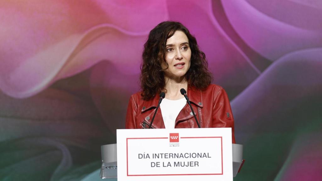 La presidenta de la Comunidad de Madrid, Isabel Díaz Ayuso, durante un acto institucional con motivo del Día Internacional de la Mujer el pasado viernes.