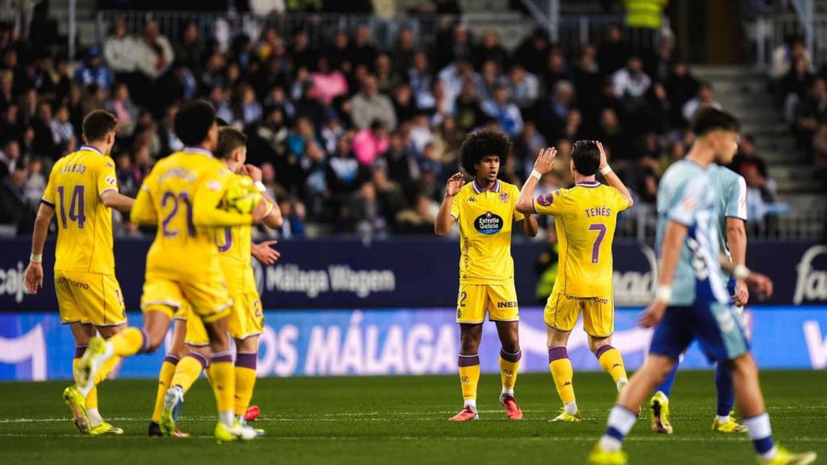 El Pucela celebrando uno de los tres tantos.
