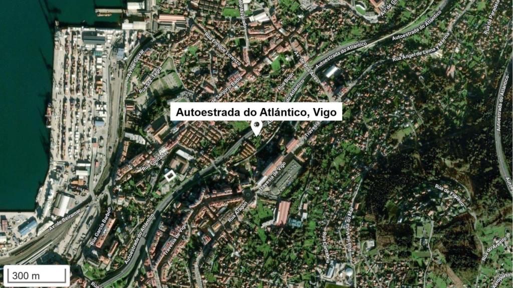 Accidente en la AP-9 a su paso por el barrio de Teis, en Vigo