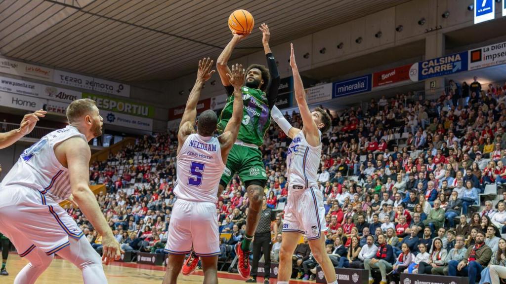 Imagen del encuentro entre el Girona y el Unicaja de este domingo.
