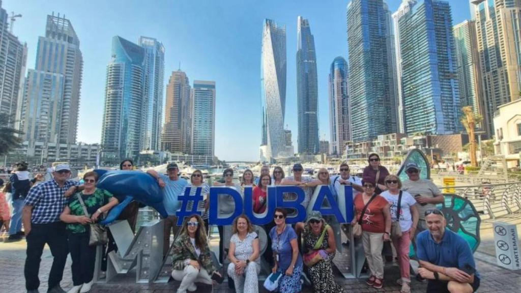El grupo de turistas cartageneros atrapado en Dubái.