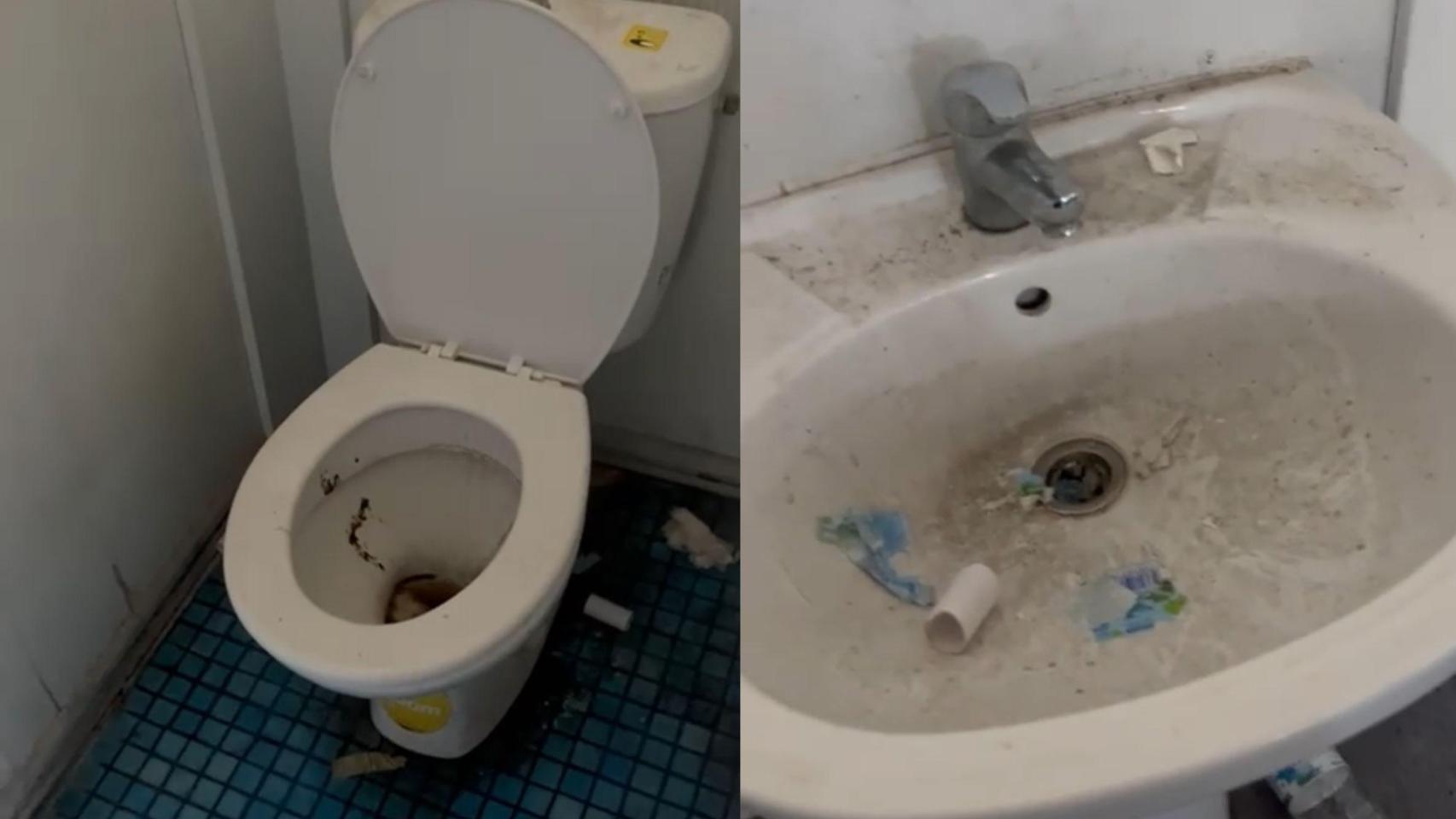El aseo y el lavabo que tenían asignados los niños presentaba un aspecto nauseabundo.