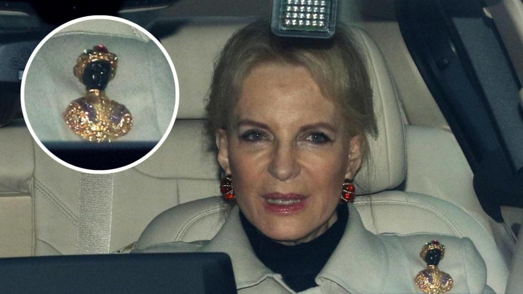 La princesa Michael de Kent, con un broche 'blackamoor', en 2017.
