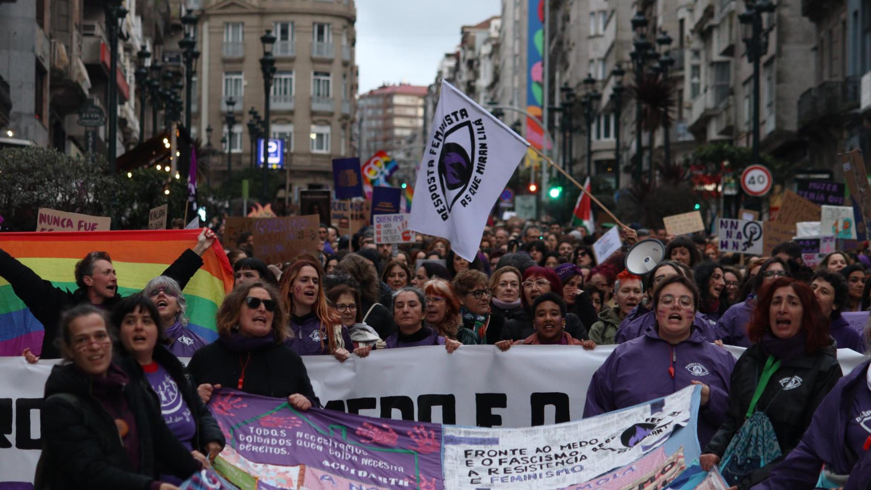 Manifestación por el 8M, Día Internacional de la Mujer, en Vigo