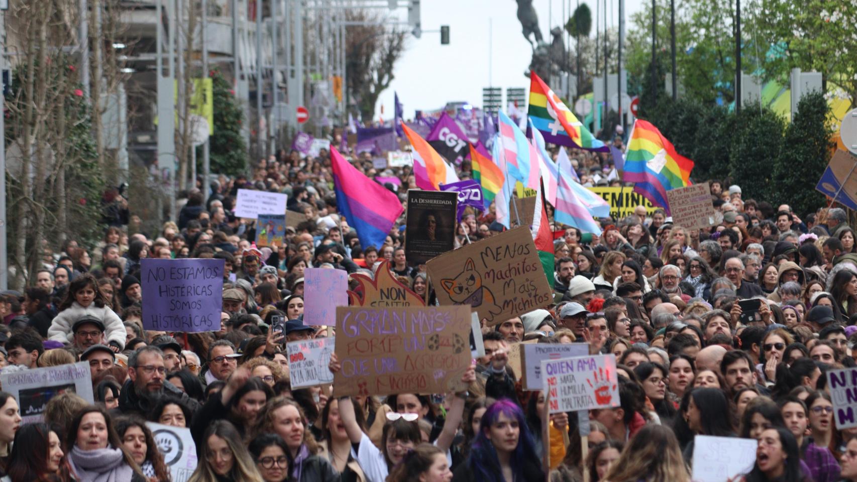 Manifestación en Vigo por el Día Internacional de la Mujer, a 8 de marzo de 2026