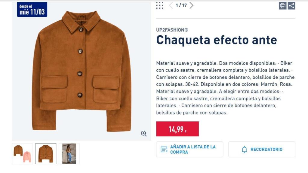 Chaqueta efecto ante.