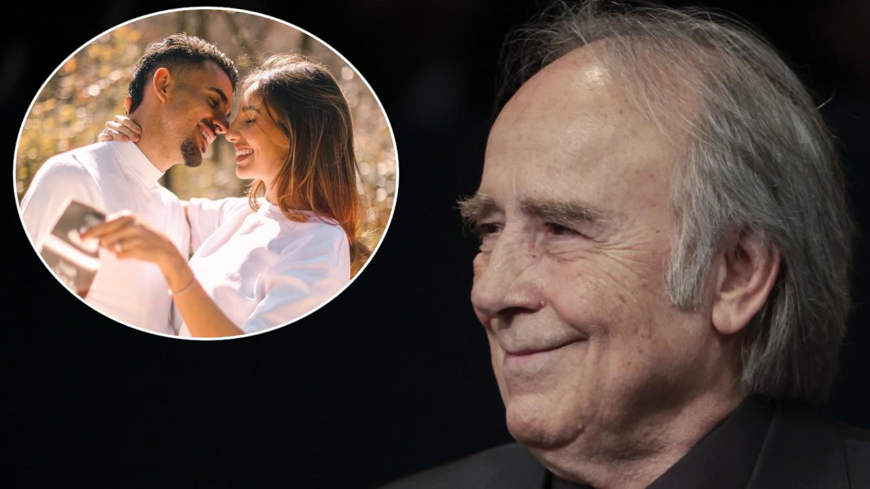 Joan Manuel Serrat junto a su nieta Luna y la pareja de ésta, Dani Ceballos.