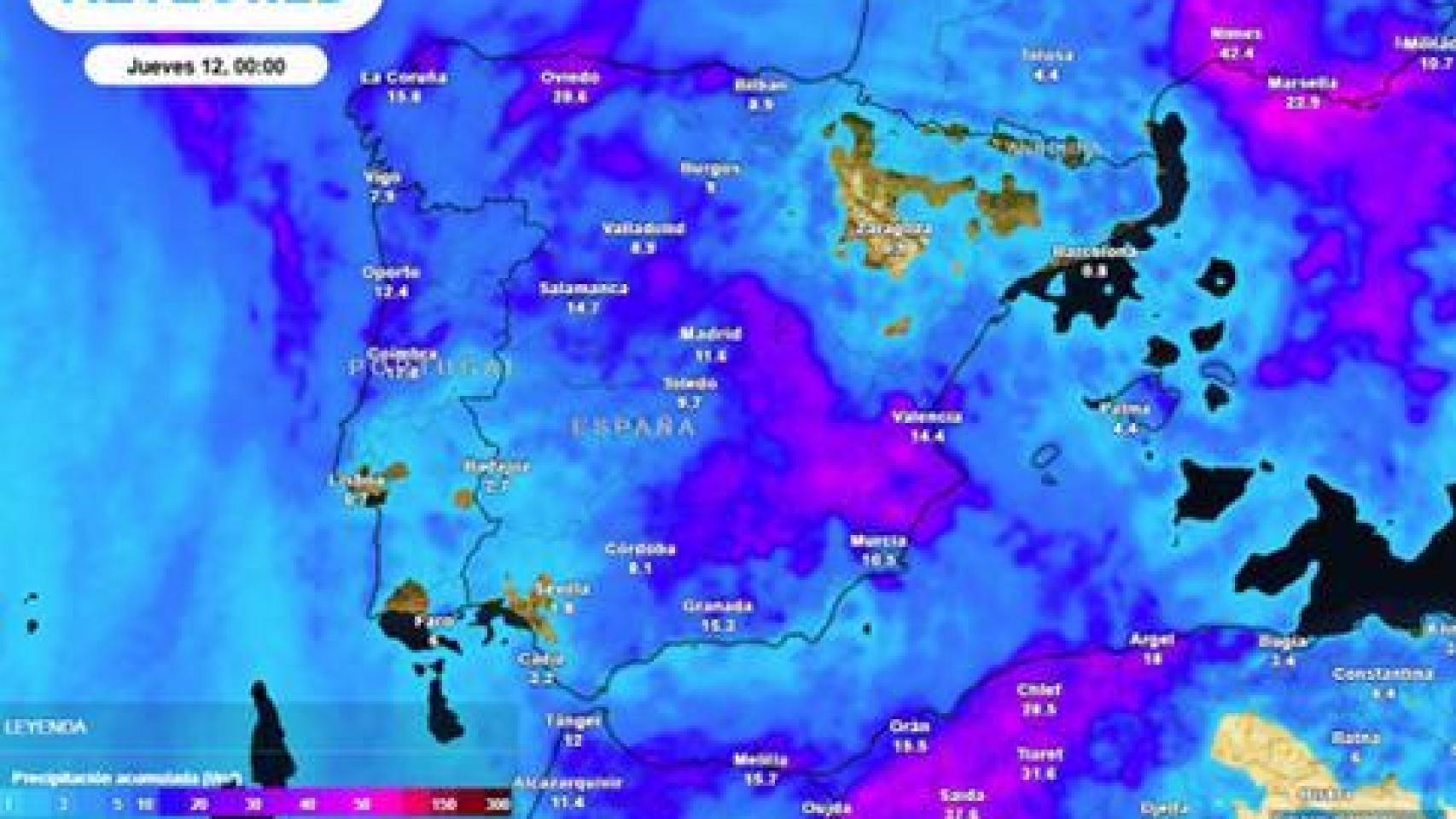 Tiempo de Meteored para el jueves 12
