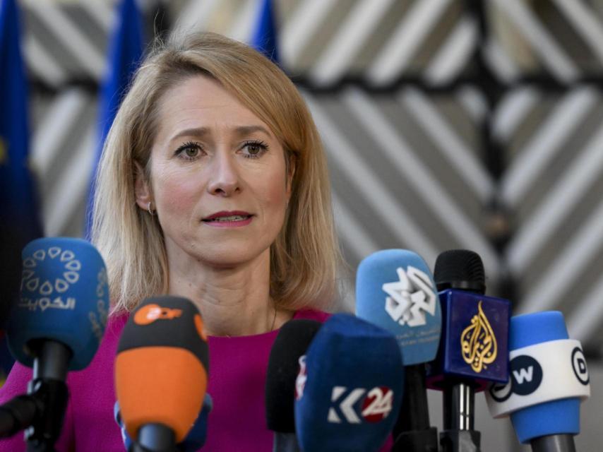Kaja Kallas, máxima autoridad diplomática de la Unión Europea, en conferencia de prensa.