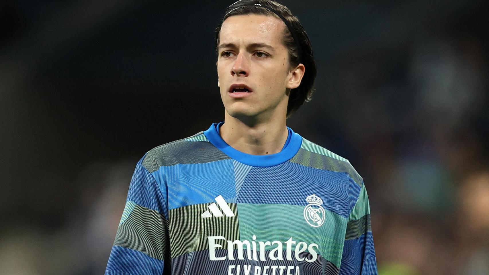 Álvaro Carreras en u partido con el Real Madrid