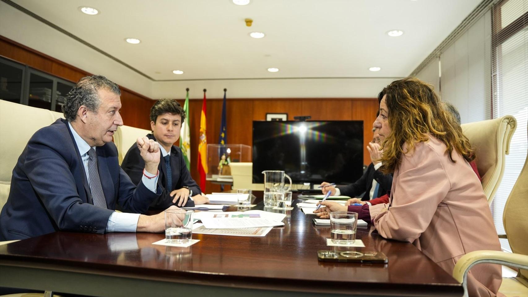 La consejera de Desarrollo Educativo y Formación Profesional de la Junta de Andalucía, Carmen Castillo, junto al presidente de la Diputación de Sevilla, Javier Fernández.