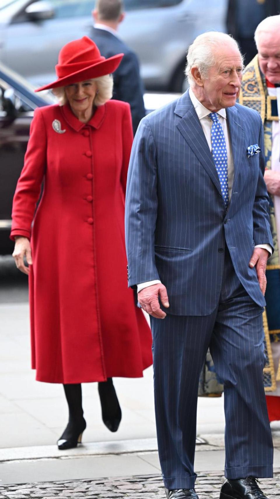Carlos III y Camila, a su llegada a la Abadía de Westminster