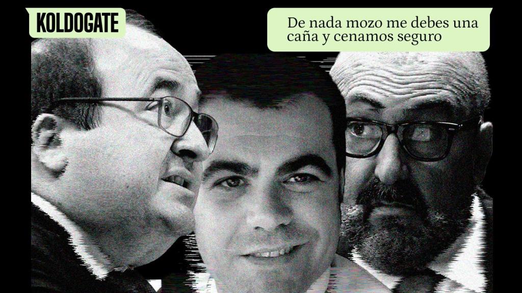 Miquel Iceta, Ángel García Rosique y Koldo García, junto a varios whatsapps del KoldoGate