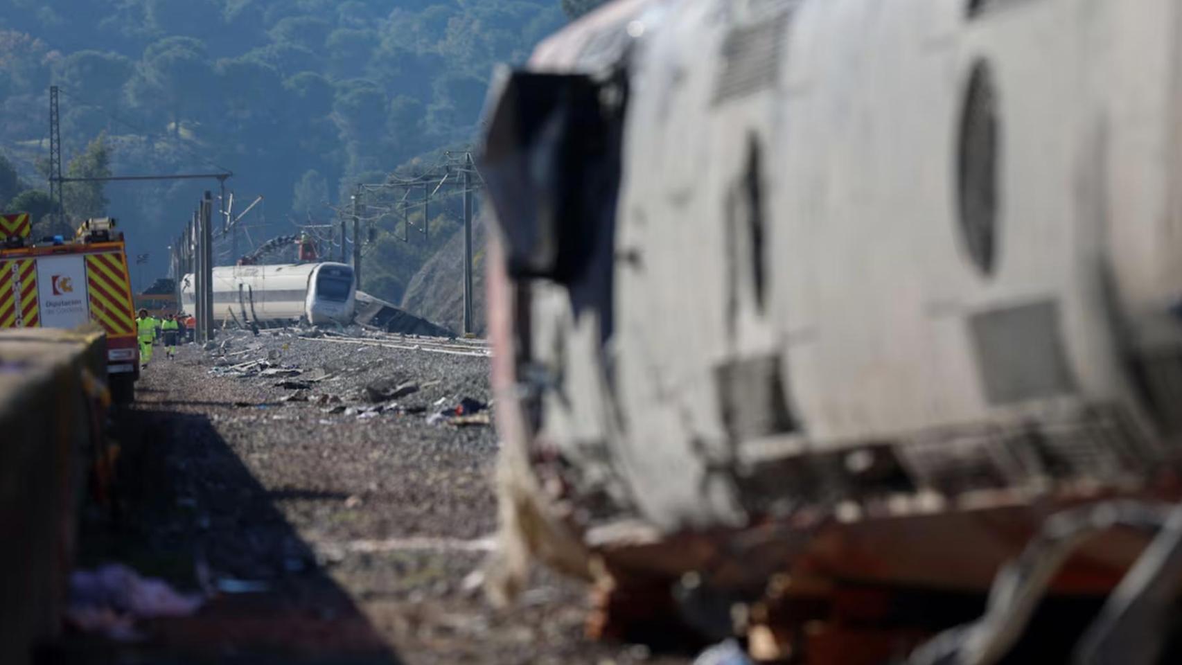 Los vagones de los trenes accidentados en Adamuz.
