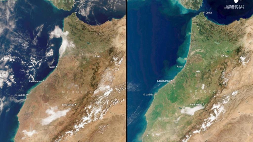 Imágenes satelitales que muestran lo ocurrido en el último año en el sur de España y en Marruecos.
