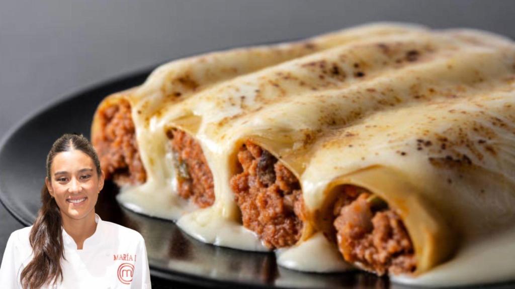 María Lo y su receta de canelones en un montaje de BLUPER