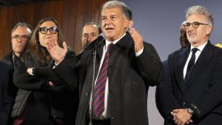 Joan Laporta, durante un acto durante la campaña electoral del Barça