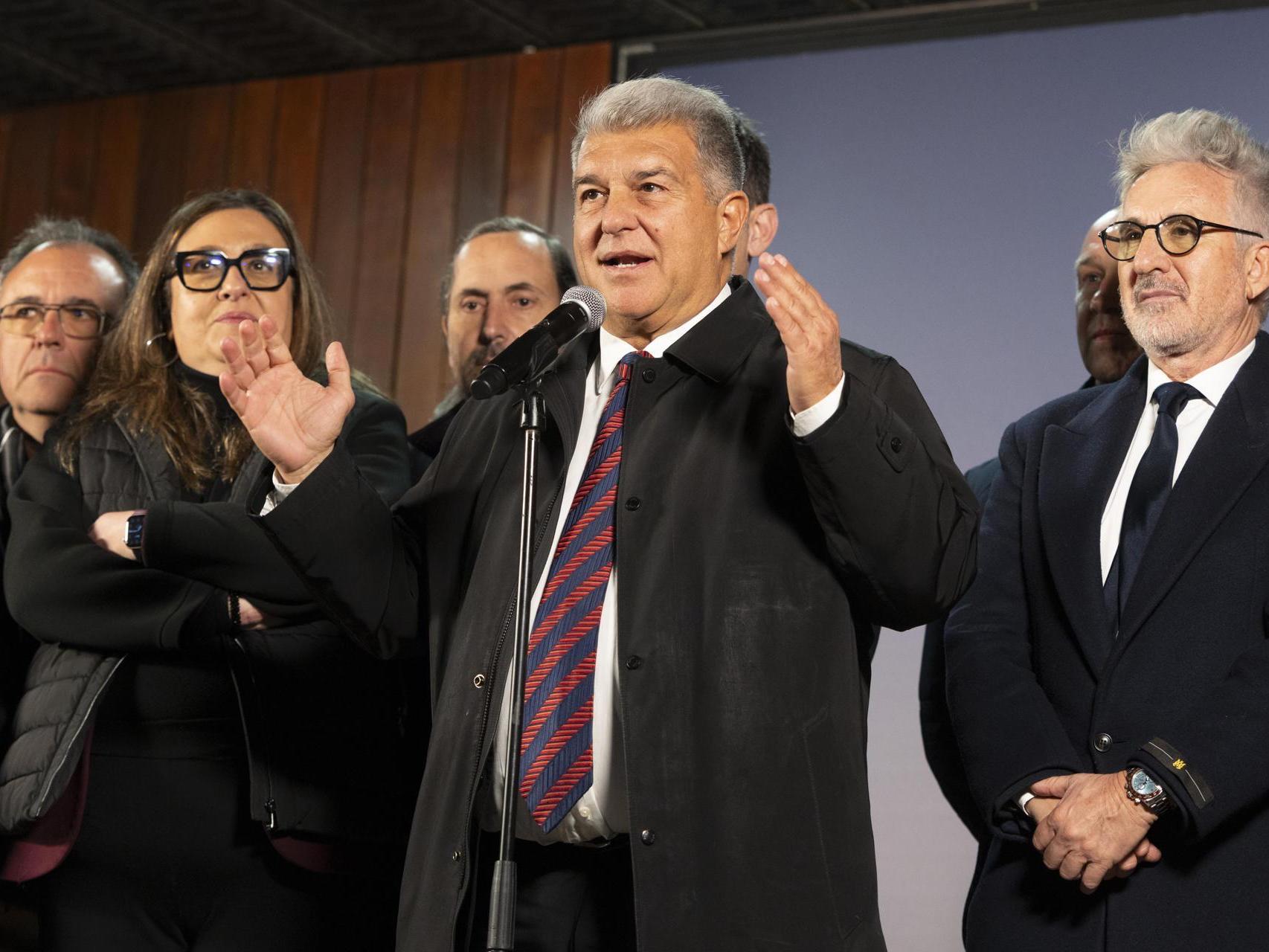 Joan Laporta, en un acto durante la campaña electoral del Barça