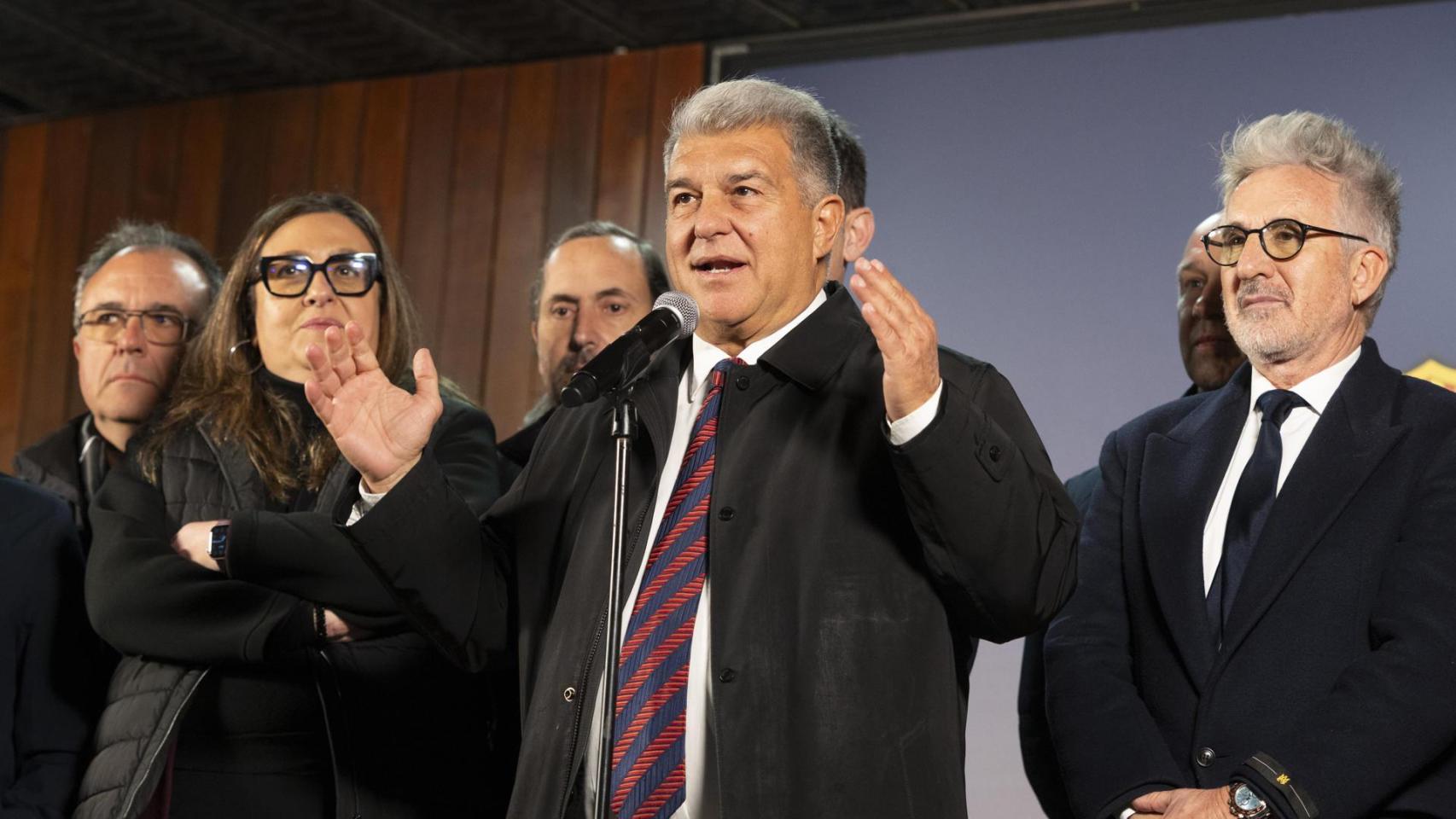 Joan Laporta, en un acto durante la campaña electoral del Barça